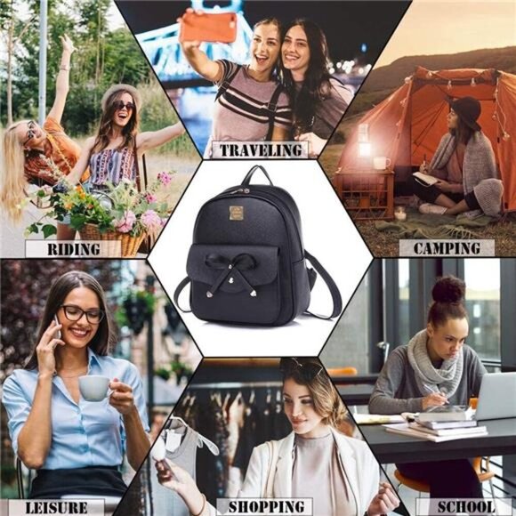 Women's Backpack Purse Fashion Leather Anti-theft Shoulder Bags PU Casual - Picture 6 of 7